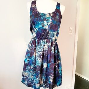 Aqua by Bloomingdales Printed Blue Dress Size L